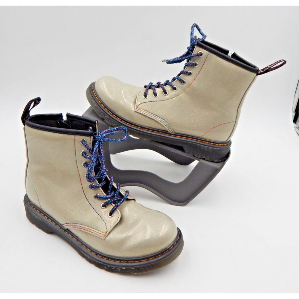 Dr Doc Martens Iridescent Boots 1460 J Zipper Patent Leather Size 5 US Glitter